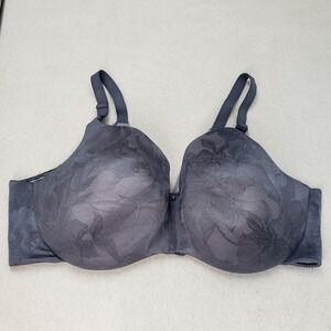 Cacique Bra Womens 42DDD Lightly Lined Balconette Back Smoothing Lace Blue